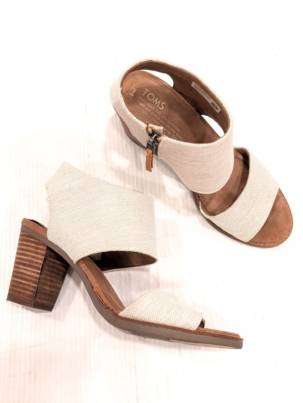 TOMS Majorca City Women's Beige Cut out Block Heel Sandals Size 8